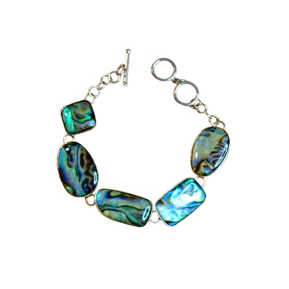 Lucas Lameth Abalone Shell Sterling Silver LUC 925 Toggle Closure Bracelet - Picture 2 of 8